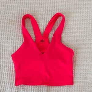 ALO Yoga Neon Pink V-Neck Sports Bra Tank